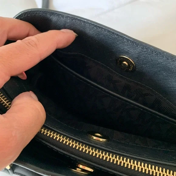 Michael Kors Black Satchel with Gold Accents - Picture 7 of 8